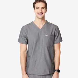 Figs Men's Two-Pocket Scrub Top in Graphite